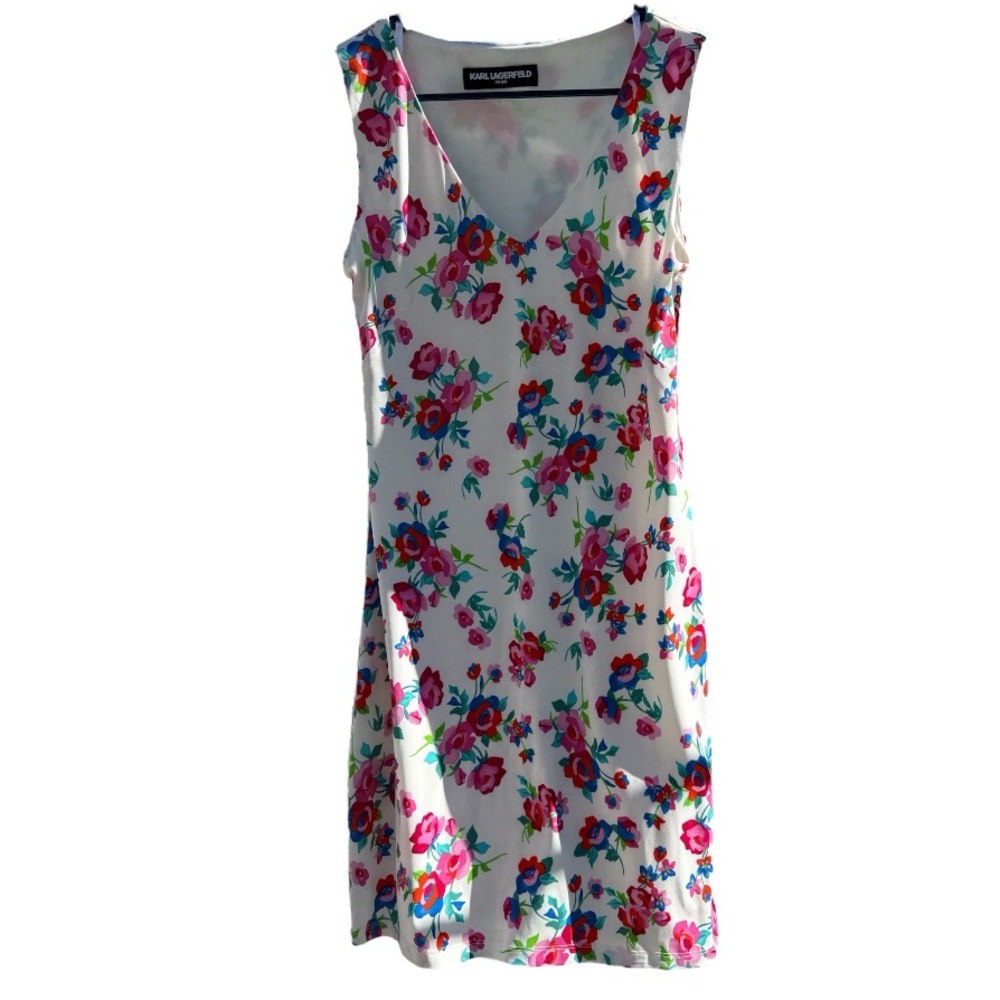 KARL LAGERFELD DRESS FLORAL STRETCH
WHITE PINK GREEN Size 8